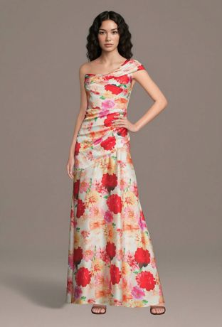 Picture of Asymmetrical Floral Print Charmeuse Sheath Dress
