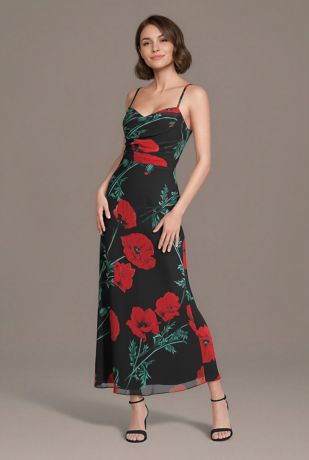 Picture of Floral Print Chiffon Sheath with Lace-Up Back