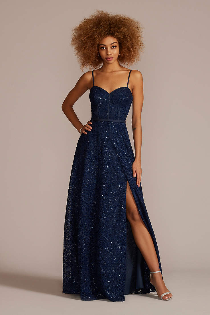 Fashion Dresses Evening Dresses Jessica McClintock Evening Dress dark blue elegant 
