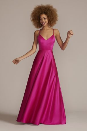 Picture of Satin Spaghetti Strap A-Line Prom Dress