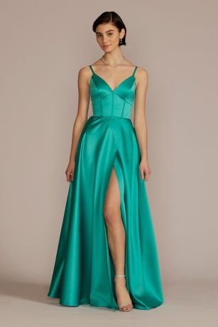 teal green evening dress