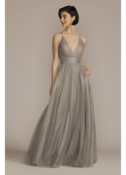 Deep-V Sparkle A-Line Prom Dress - It doesn't get more princess-like than head-to-toe sparkles