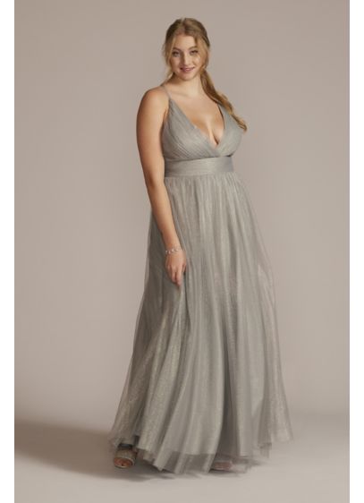 Plus Size Deep-V Sparkle A-Line Prom Dress - This plus size gown proves it doesn't get