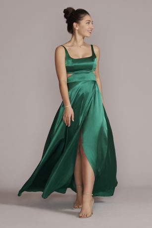 green emerald dress silk