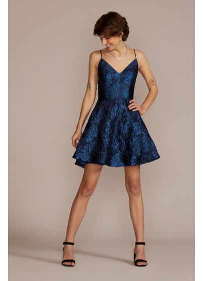 Jacquard A-Line Mini Dress - Celebrating comes easy when wearing this mini dress