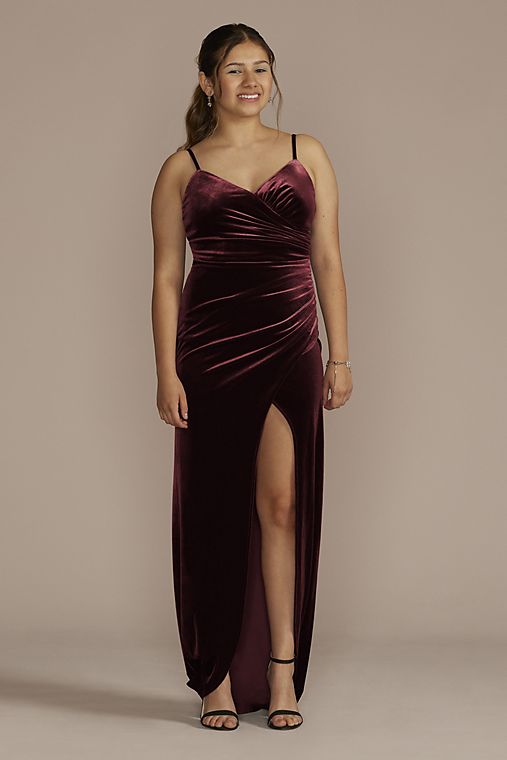Avaliable In Burgundy Prom Dress with Slit Clothing Womens Clothing Dresses Teal Blue Satin Wrap Flutter Sleeve Bridesmaid 