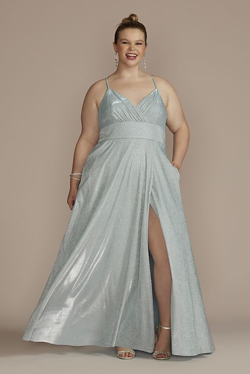 Jules and Cleo Surplice Iridescent Metallic A-Line with Pockets
