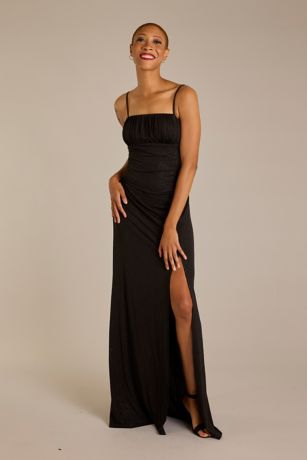 Picture of Straight Neck Glitter Sheath Dress with Side Slide