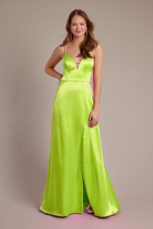 Picture of Charmeuse V-Neck Dress with Crystal Straps