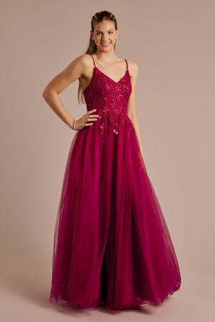 Picture of Beaded Floral Tulle Corset Back Ball Gown