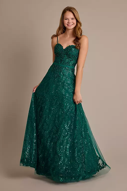 beige white lace dress Gorgeous Black Emerald Green Lace A-line Ball Gown-Off Shoulder Long S – AlineBridal main image 0