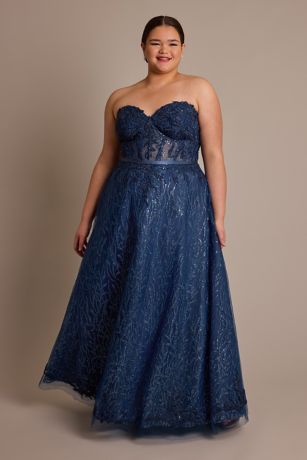 Picture of Patterned Glitter Corset Ball Gown