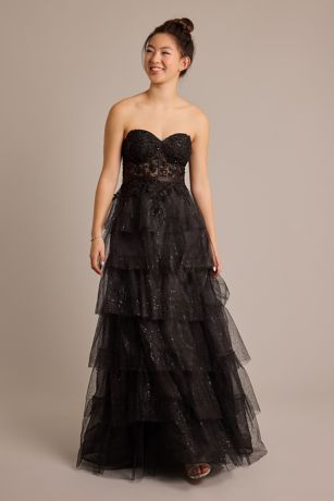 Picture of Tiered Ball Gown with Illusion Bodice