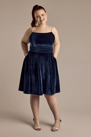 Picture of Crystal Rope Strap Velvet A-Line Short Dress