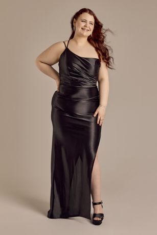 Picture of Sculpting Satin One-Shoulder Sheath Dress
