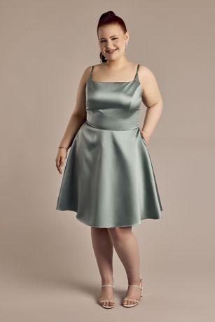 Picture of Square Neck Mini Dress with Lace-Up Back