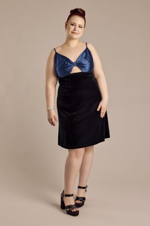 Picture of Satin Bow Back A-Line Mini Dress with Cutout