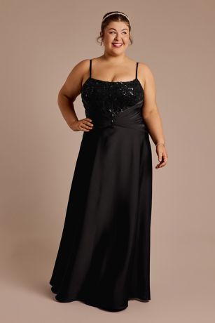 Picture of Jules and Cleo Embellished Bodice A-Line Dress in Black Size: 20 David's Bridal