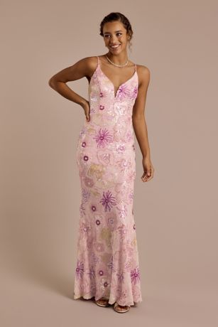 Picture of Floral Sequin Spaghetti Strap Sheath Dress