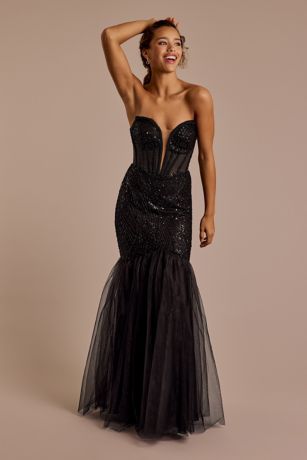 Picture of Strapless Beaded Mermaid Dress