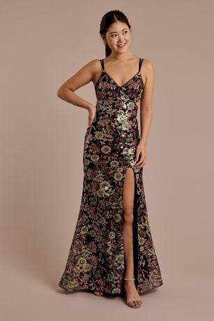 Picture of Floral Sequin Mermaid Dress with Cutout