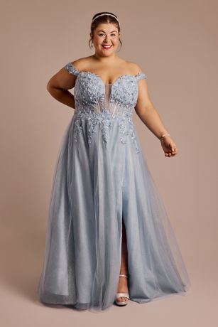 Picture of Off-the-Shoulder Corset Illusion Bodice Ball Gown