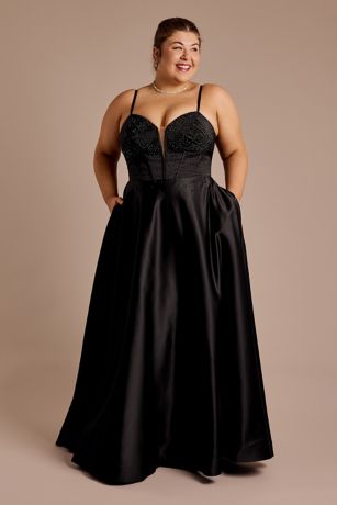 Picture of Embellished Bodice Satin Ball Gown