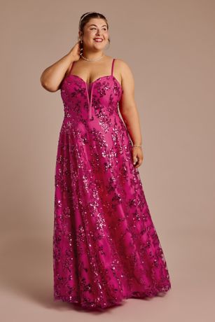 Picture of Floral Sequin Sweetheart Neckline Ball Gown