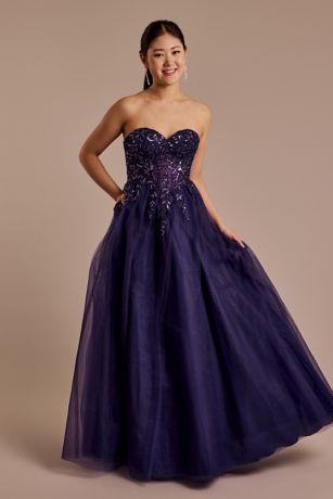 Picture of Glitter Tulle Ball Gown with Bodice Appliques