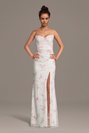 Picture of Strapless Sequin Floral Print Sheath Dress