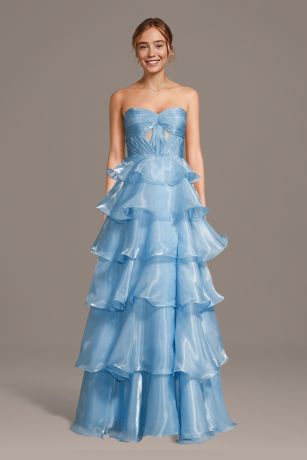 Picture of Pleated Organza Tiered Ball Gown