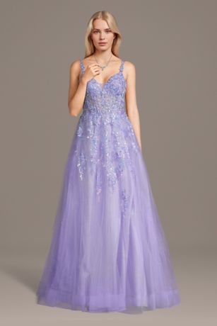 Picture of Glitter Tulle Illusion Ball Gown with Lace-Up Back
