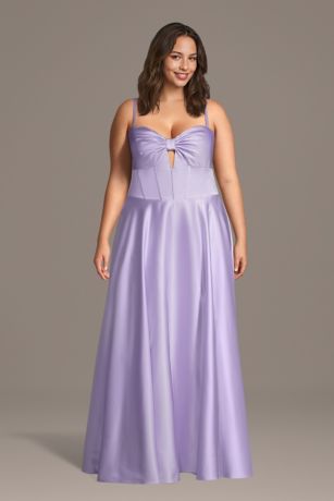 Picture of Satin Bow Bodice Cutout Corset A-Line Dress