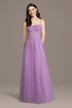 Picture of Square Neck Applique Corset A-Line Dress