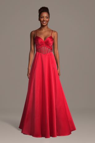 Picture of Satin Pleated Corset Ball Gown