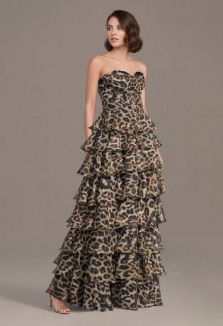 Picture of Strapless Cheetah Print Chiffon Tiered Ball Gown