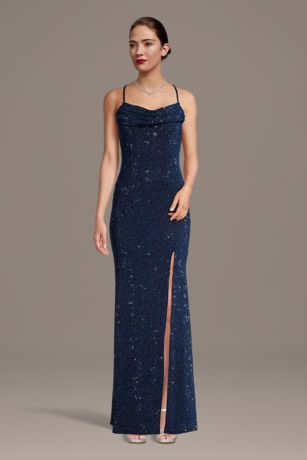 Picture of Glitter Knit Lace-Up Back Sheath Dress