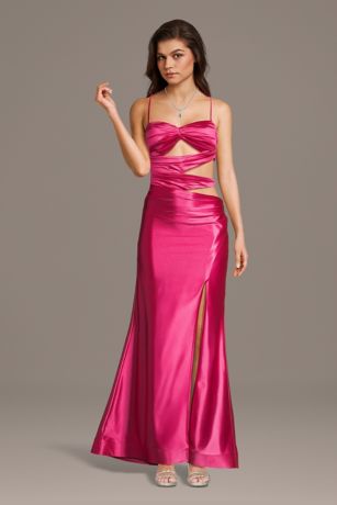 Picture of Asymmetrical Sculpting Satin Cutout Sheath Dress