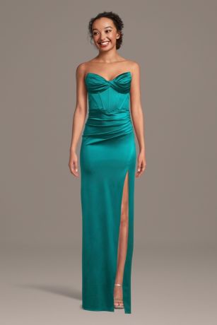 Picture of Sculpting Satin Corset Sheath with Lace-Up Back