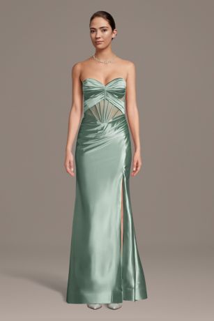 Picture of Sculpting Satin Pleated Corset Sweetheart Sheath