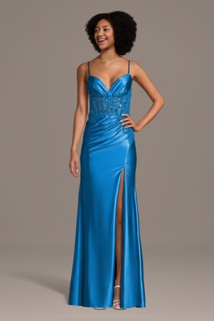 Picture of Sculpting Satin Embellished Sheath Dress