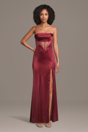 Picture of Sculpting Satin Basque Corset Sheath Dress