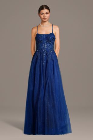 Picture of Glitter Applique A-Line Dress with X-Back Straps