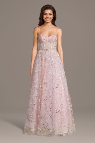 Picture of 3D Floral Sequin Sweetheart Sheath Dress