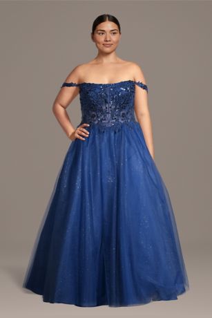 Picture of Sequin Applique Ball Gown with Basque Waist