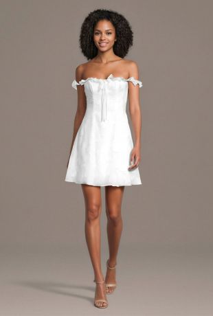 Picture of Ruffled Off-the-Shoulder Eyelet A-Line Dress