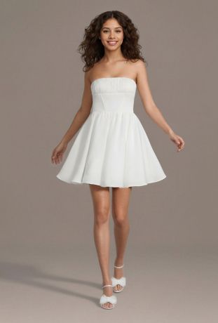 Picture of Strapless Eyelet A-Line Dress with Lace-Up Back