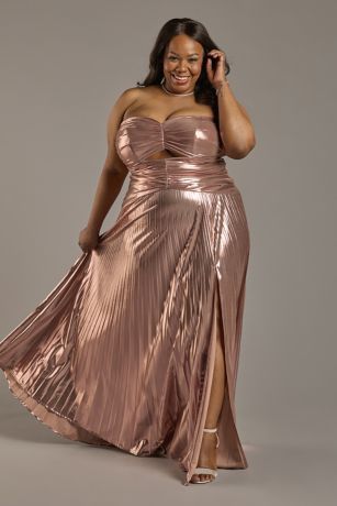 Picture of Sunburst Pleated Metallic A-Line Dress
