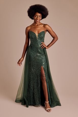 Picture of Strapless Beaded Sheath Dress with Train
