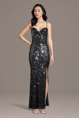 Picture of Illusion Corset Bodice Paillette Sheath Dress